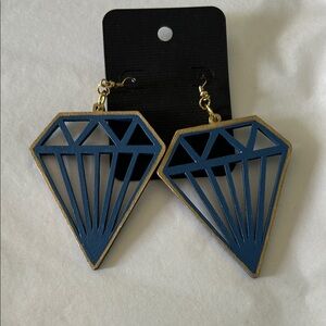 Blue and Gold Geometric Earrings